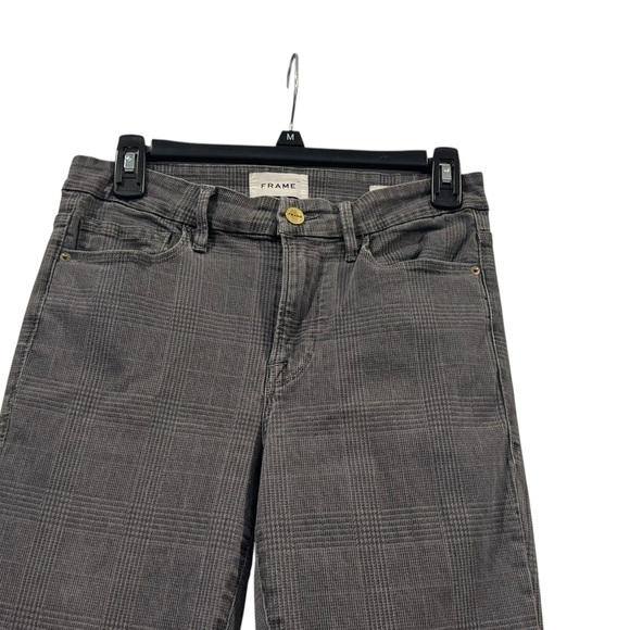 Women’s Frame Le Crop Mini Boot Gray Plaid Denim Jeans: 27 - Picture 3 of 10